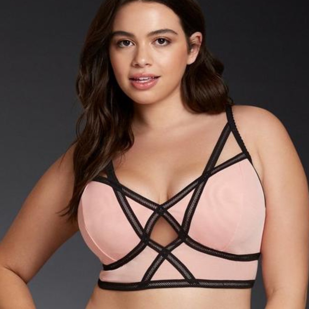 Torrid Mesh Strappy Piping Bralette